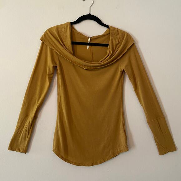 Free People Tops - Free People Brown Boatneck Cowlneck Long Sleeve Shirt Loungewear Women's Small